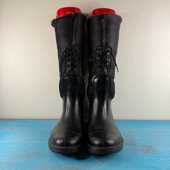 VELETTO Rubber & Suede Lace Up Fur Lined Boots sz 38 US 7.5 - Picture 2 of 9
